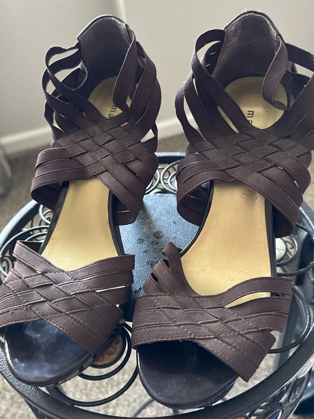 Madden Girl Brown Woven Strappy Heels